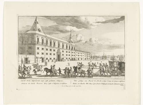 Gezicht op het paleis van Karel VI te Lissabon by Pieter van den Berge