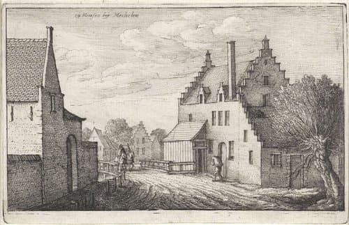 Dorpsstraat in Hemsen nabij Mechelen by Wenceslaus Hollar