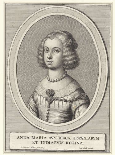 Portret van Maria Anna van Oostenrijk by Wenceslaus Hollar