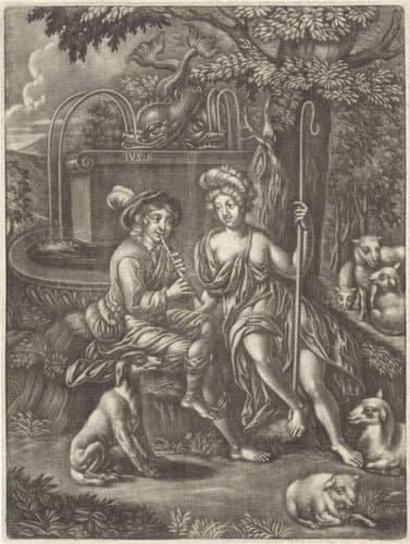Herder en herderin by Jan van Somer