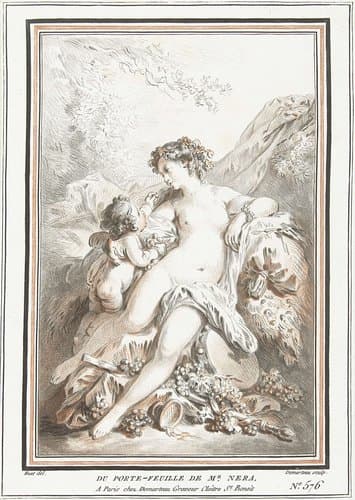 Venus en Amor met druiventros by Gilles Demarteau