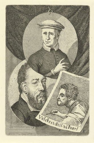 Portretten van Lambertus Suavius, Volckert Claesz. en Dirck Jacobsz.