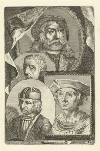 Portretten van Albert van Ouwater, Dieric Bouts, Rogier van der Weyden en Albrecht Dürer