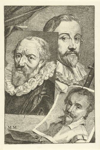 Portretten van Jacob Matham, Pieter de Jode I en Adam Elsheimer by Jan l'Admiral