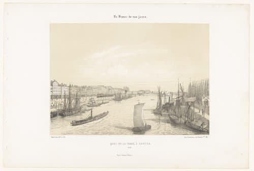 Zicht op het havendok van de Loire in Nantes by Léon Auguste Asselineau