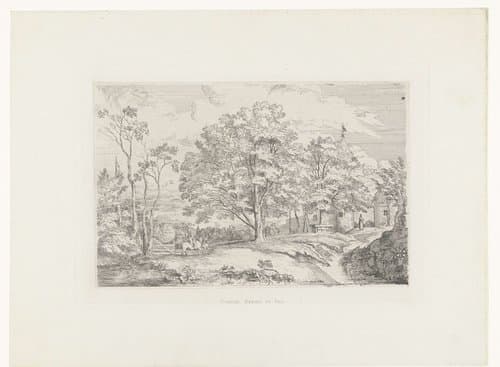 Landschap met ruiter op weg naar een kasteel by Johannes Arnoldus Boland