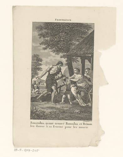 Faustulus brengt Romulus en Remus naar zijn vrouw by Alexis Chataigner