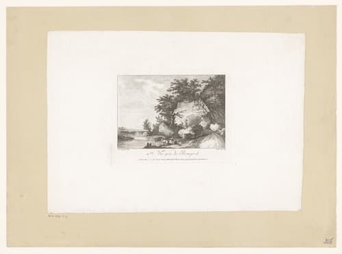 Rivierlandschap met herders en twee wasvrouwen