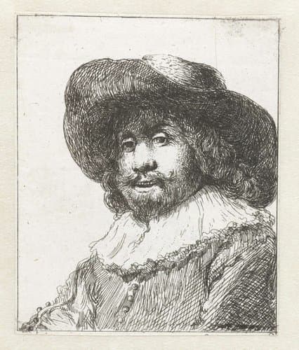 Man met breedgerande hoed by Constantino Cumano; Rembrandt van Rijn