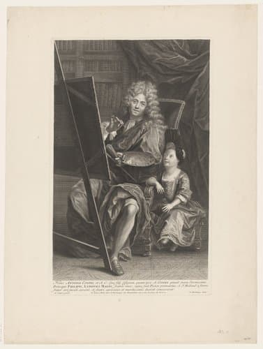 Antoine Coypel met zoon aan schildersezel by Gaspard Duchange