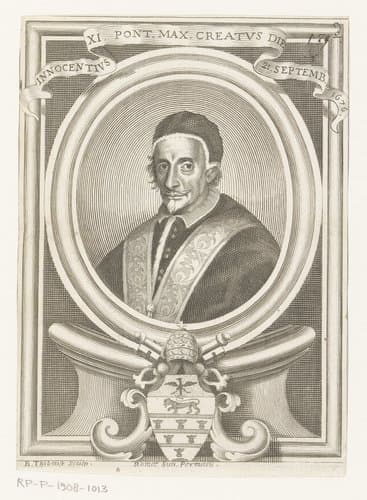 Portret van Innocentius XI in een ovale lijst by Benoît Thiboust