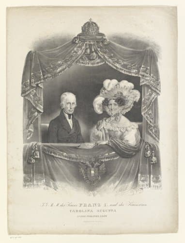 J.J. M.M der Kaiser Franz I und die Kaiserinn Carolina Augusta, in der Theater Loge by Josef Kriehuber