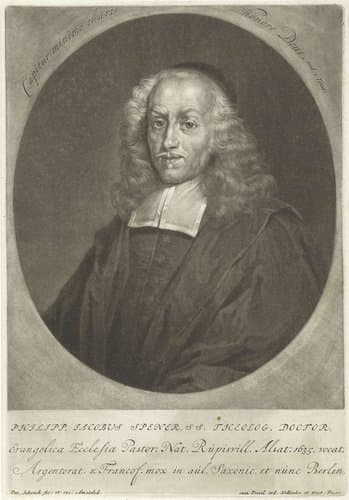 Portret van de theoloog Philipp Jacob Spener by Pieter Schenk (I)
