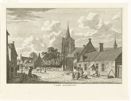 Dorpsgezicht met kerk te Heinkeszand by Carel Frederik Bendorp (I)