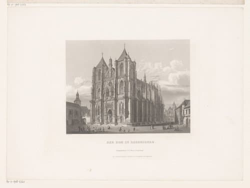 Gezicht op de façade van de Dom in Regensburg by Bernhard Grueber