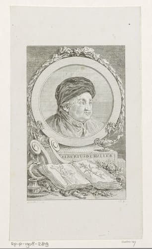 Portret van Albrecht von Haller by Balthasar Anton Dunker