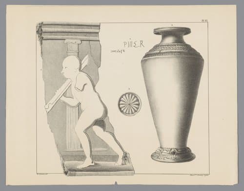 Opgegraven deel van een Romeins reliëf, een ornament en een vaas by Tiemen Hooiberg
