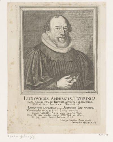 Portret van Johann Ludwig Amman op 54-jarige leeftijd by Conrad Meyer