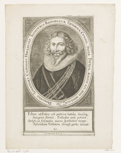 Portret van Hans Caspar Hirzel by Conrad Meyer