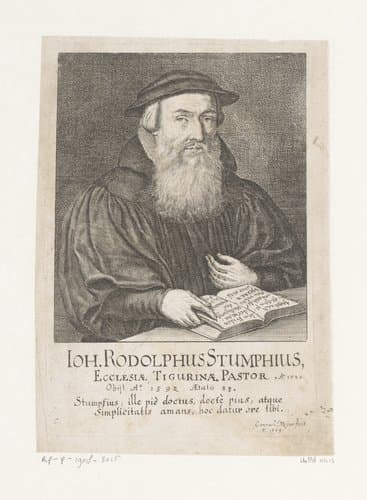 Portret van Johann Rudolf Stumpf by Conrad Meyer