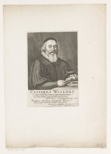 Portret van Johann Caspar Waser by Conrad Meyer