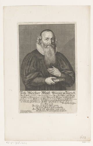 Portret van Johann Melchior Wyss by Conrad Meyer
