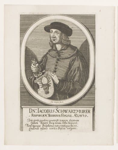 Portret van Jakob Schwarzmurer by Johannes Meyer (II)