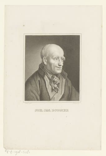 Portret van Johann Jacob Bodmer by Johann Georg Nordheim