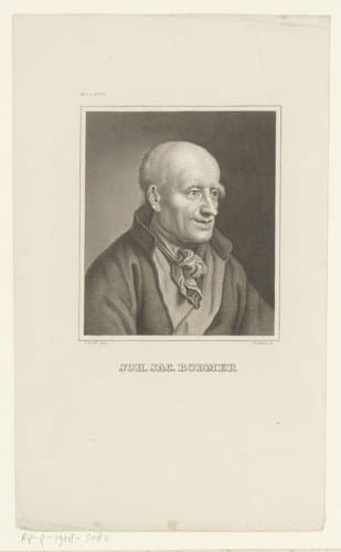 Portret van Johann Jacob Bodmer by Johann Georg Nordheim