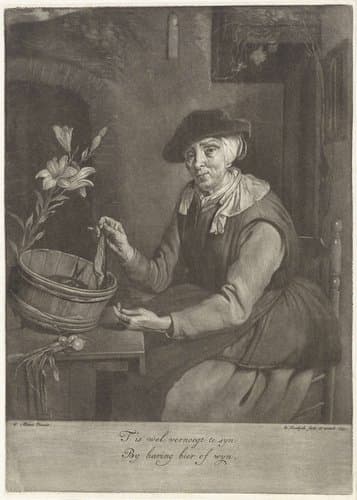 Oude vrouw met een haring in de hand by Dirk Koedijck