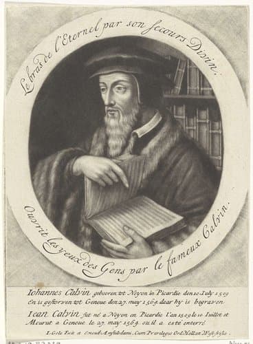 Portret van de reformator Johannes Calvijn by Jacob Gole