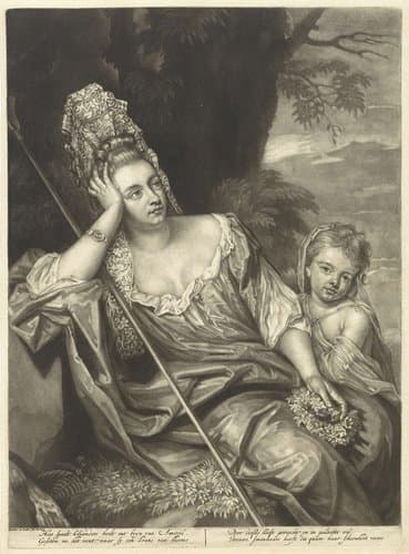 Amaryllis als herderin met een kind by Jacob de Later