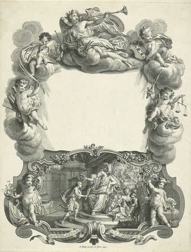 Minerva lauwert een jongeman met bul by Simon Fokke