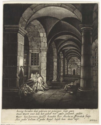 Bevrijding van Petrus uit de gevangenis by Harmen de Mayer