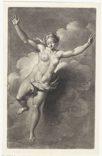 Naakte vrouw in de wolken by Bernard Picart