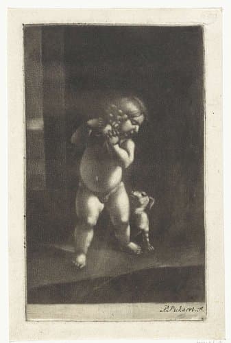 Naakt kind en een hondje by Pieter Pickaert