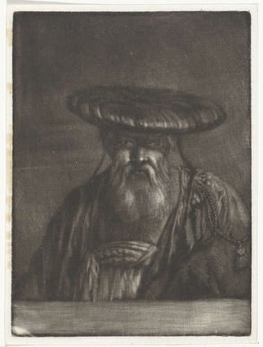 Portret van een oude man met een platte brede muts by Cornelis Ploos van Amstel