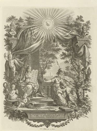 Minerva ontvangt een jongeman by Simon Fokke