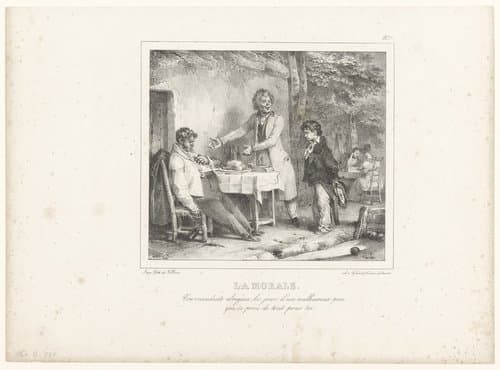 Jongen ontmoet zijn vader na een overdadige maaltijd by Nicolas Toussaint Charlet