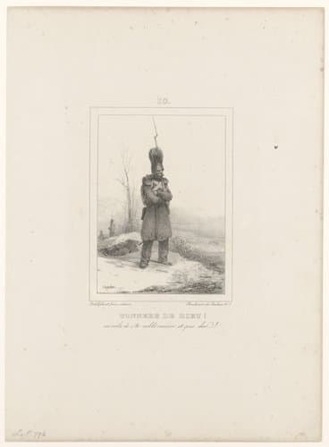 Soldaat op de uitkijk in de sneeuw by Nicolas Toussaint Charlet