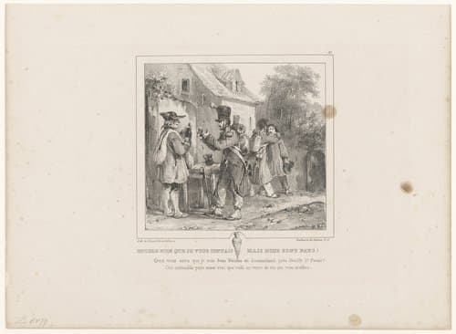 Soldaat en boer drinken een glas wijn by Nicolas Toussaint Charlet