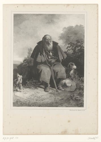 Oude man bij het graf van zijn dochter by Nicolas Toussaint Charlet