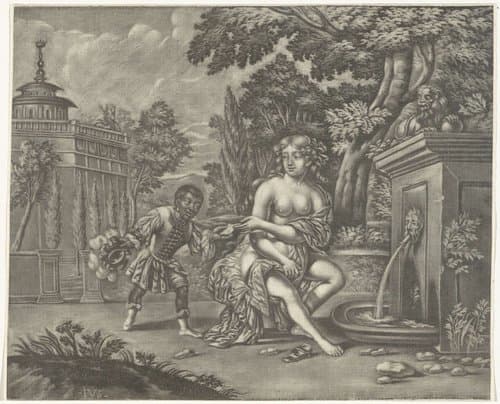 Batseba ontvangt de boodschap van David by Jan van Somer