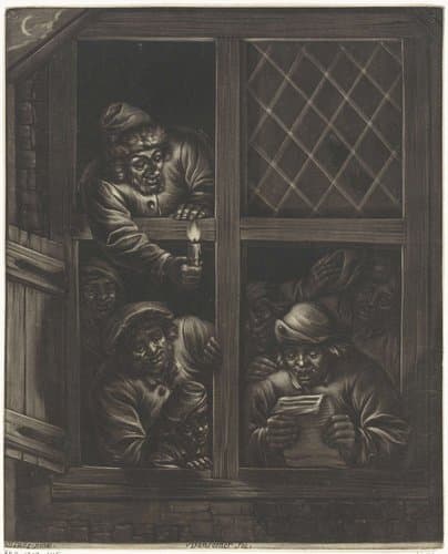 Zangers in een venster by Jan van Somer