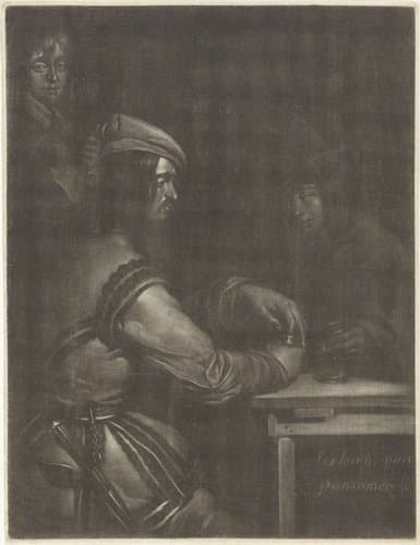 Twee mannen aan een tafel by Jan van Somer
