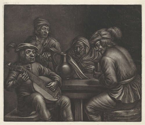 Musicerende mannen aan een tafel by Jan van Somer