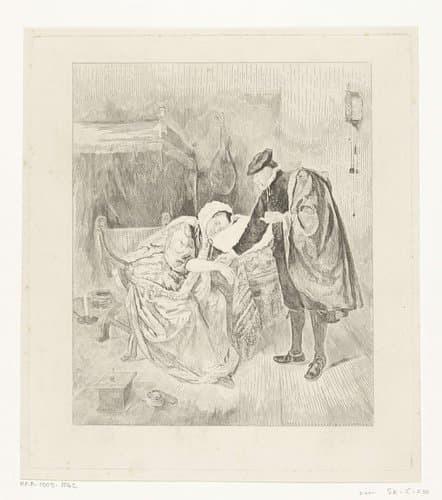 De zieke vrouw by Johannes Arnoldus Boland