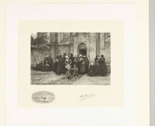 Arme mannen en vrouwen krijgen brood by Petrus Johannes Arendzen