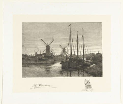 Gezicht op de Kattensloot te Amsterdam by Petrus Johannes Arendzen