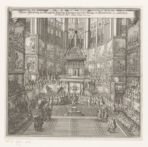 Kroning van Lodewijk XIV in de kathedraal van Reims by anonymous